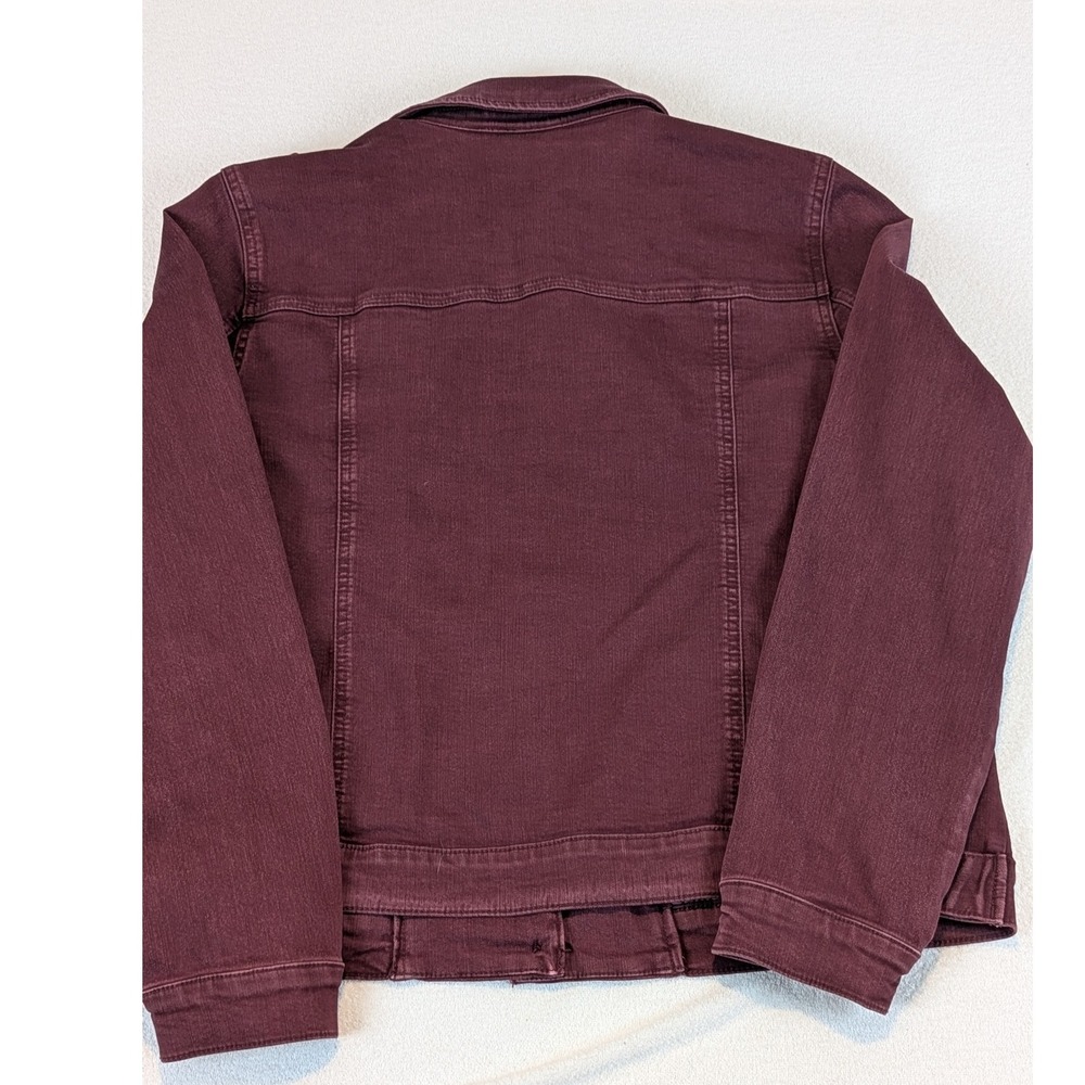 Belle By Kim‎ Gravel Women Burgundy Denim Jacket, Collared, Long Sleeves, Casual - Picture 4 of 11
